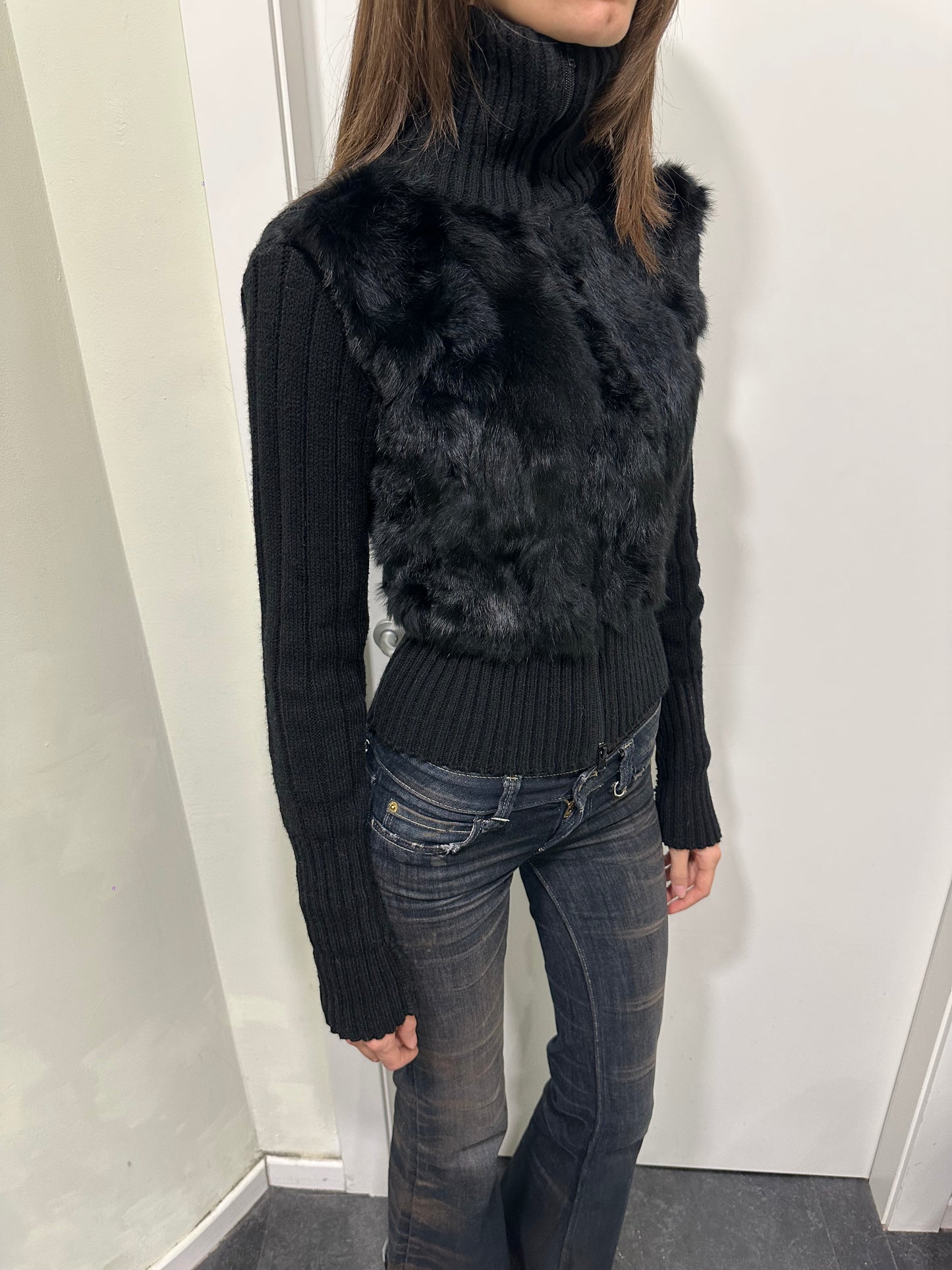 Fur knitted jacket