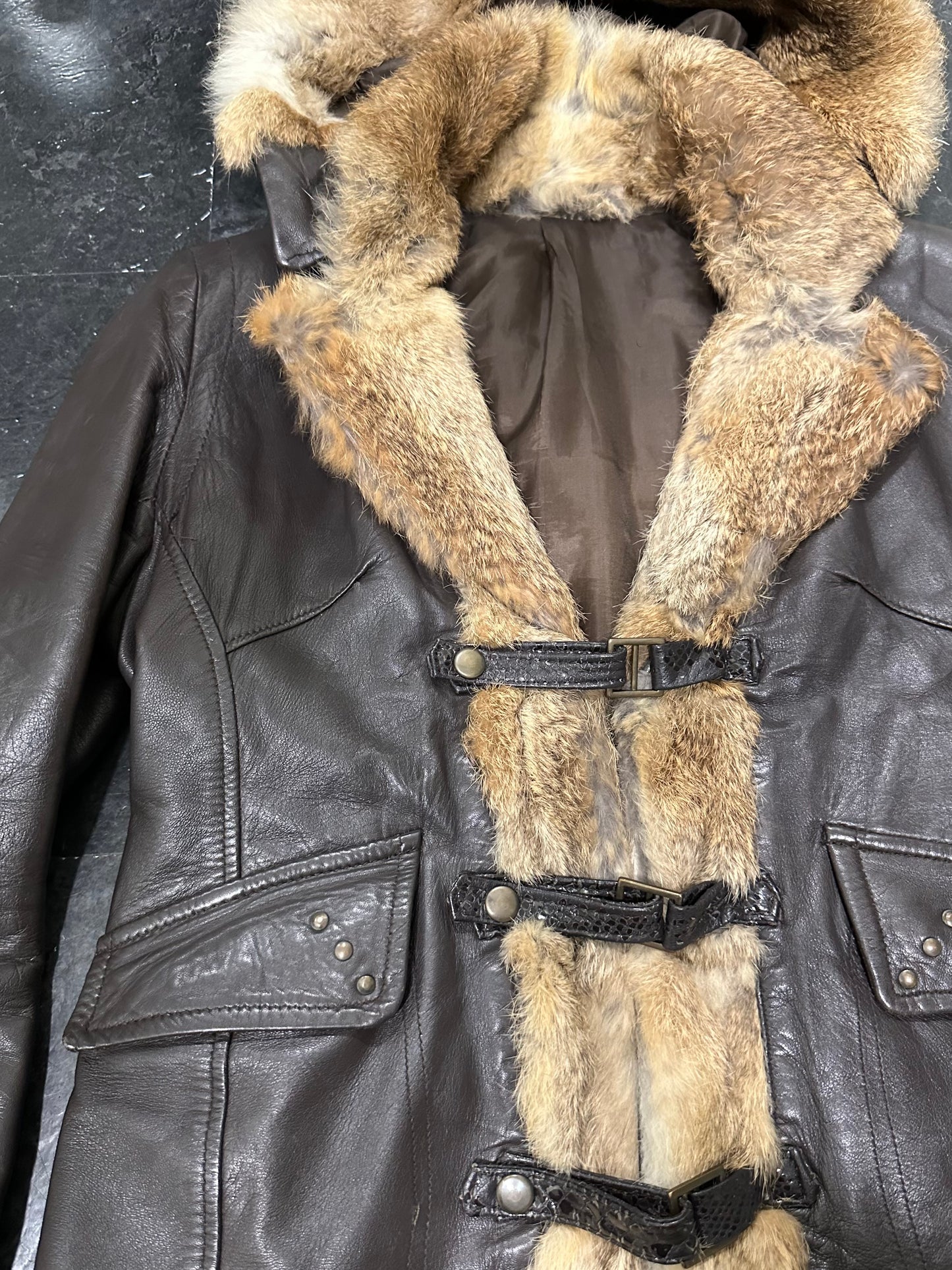 Fur leather jacket