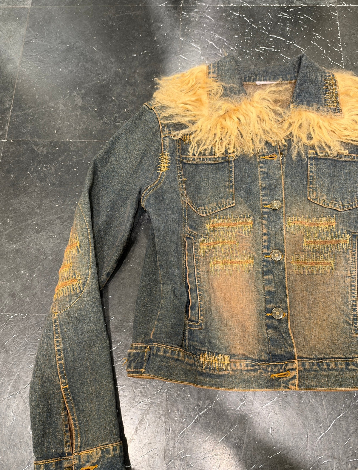 Denim fur jacket