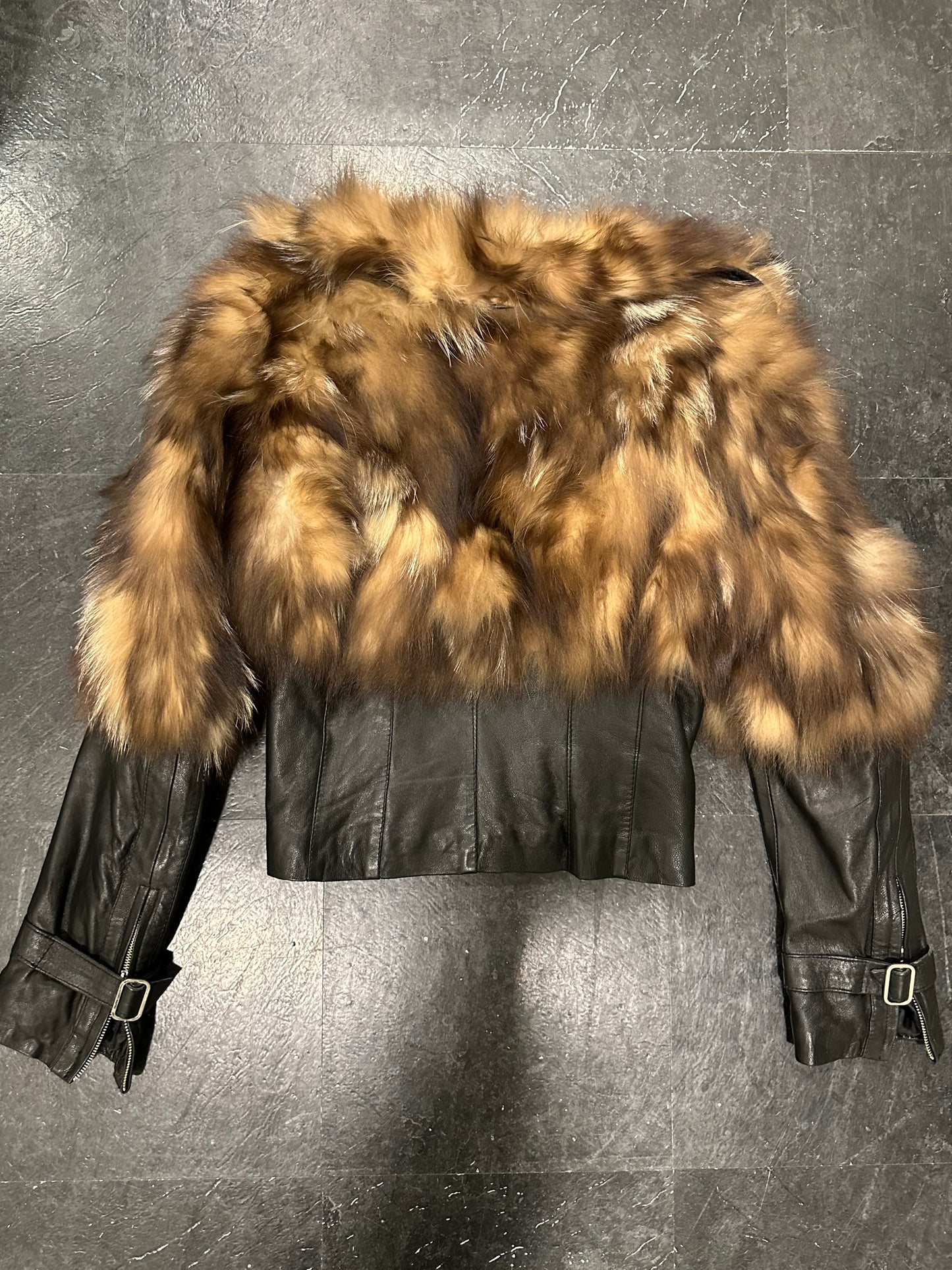 Fur leather jacket