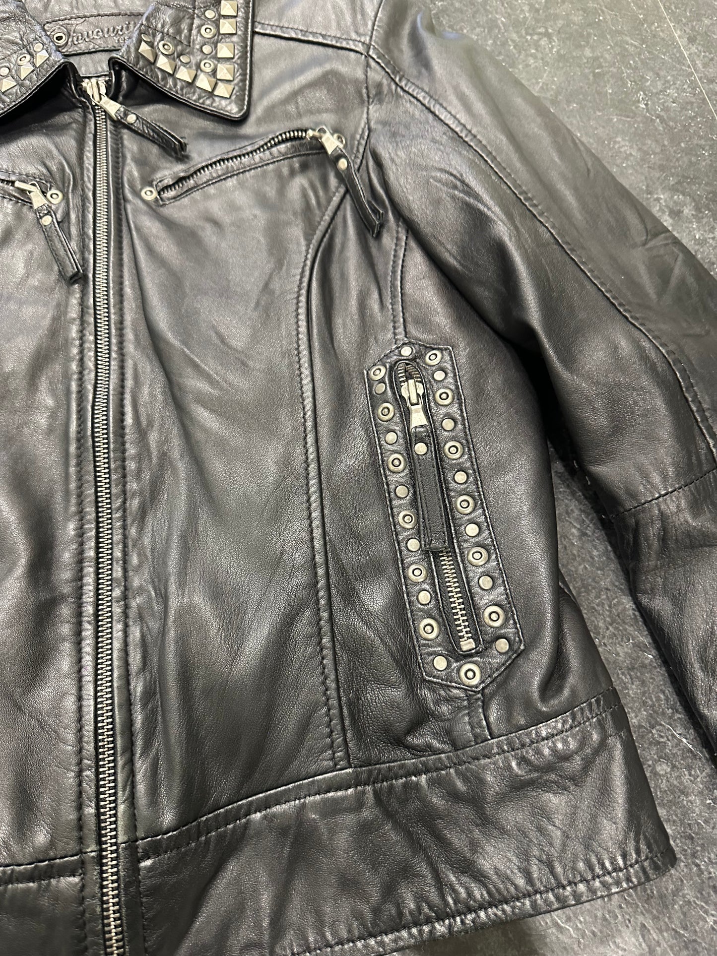 Studded leather jacket
