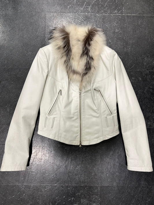 Leather fur jacket