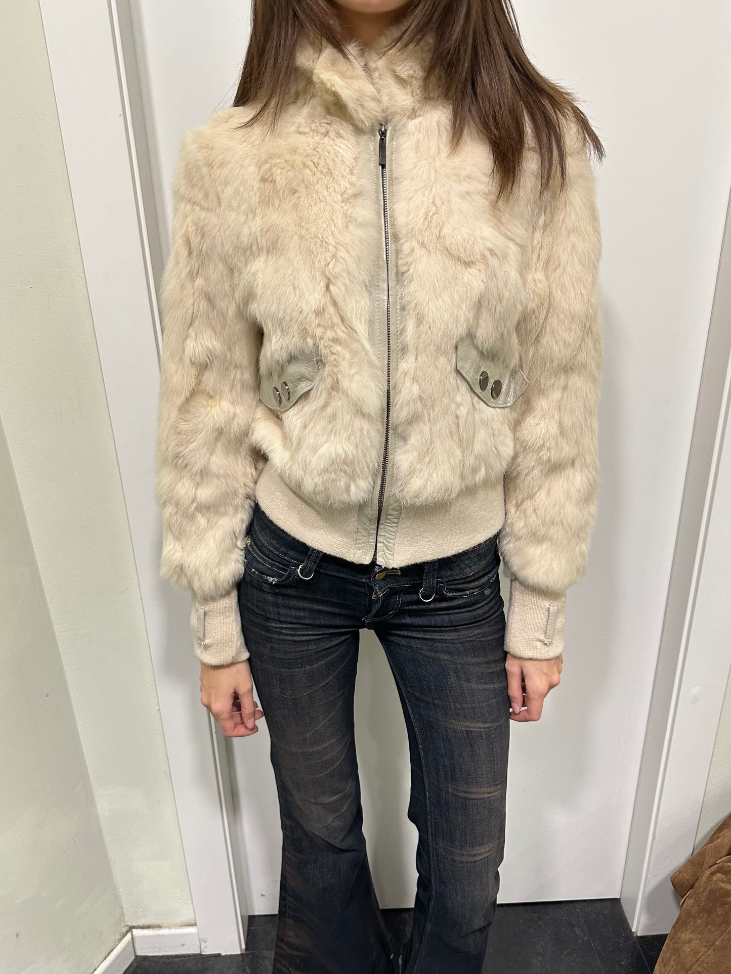 Fur leather jacket