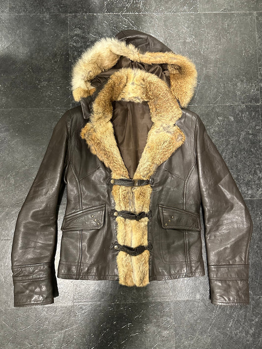 Fur leather jacket