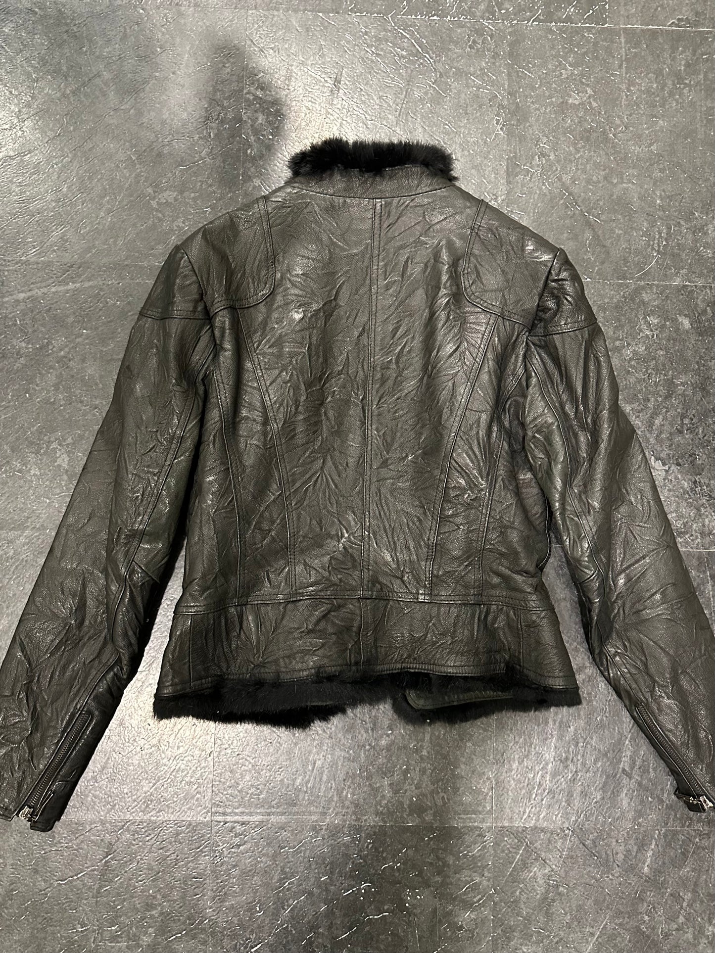 Waved leather jacket