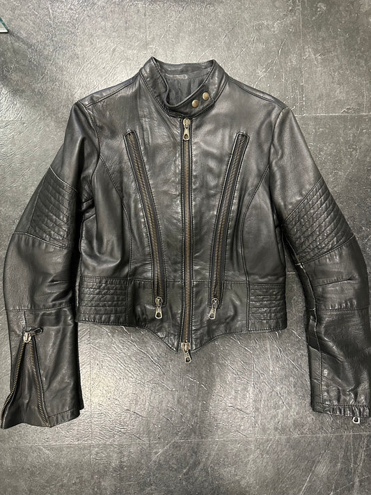 Multi zips leather jacket