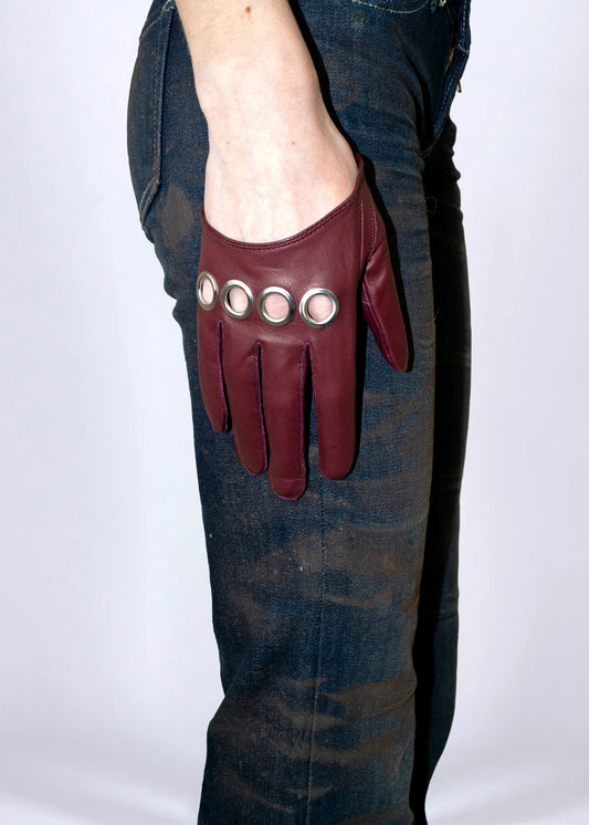 Punch leather gloves