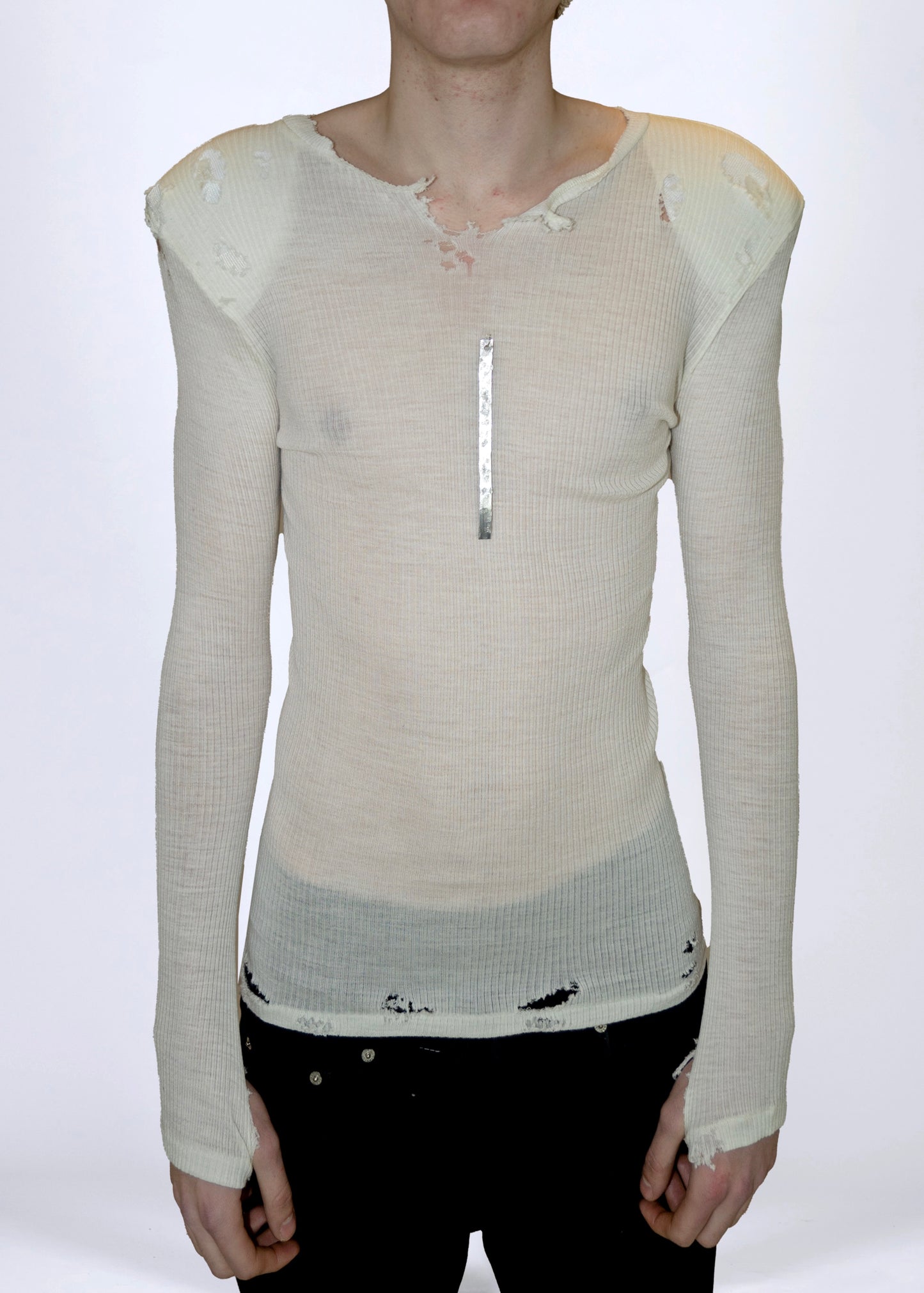 [Basics line] unisex padded shoulders tee